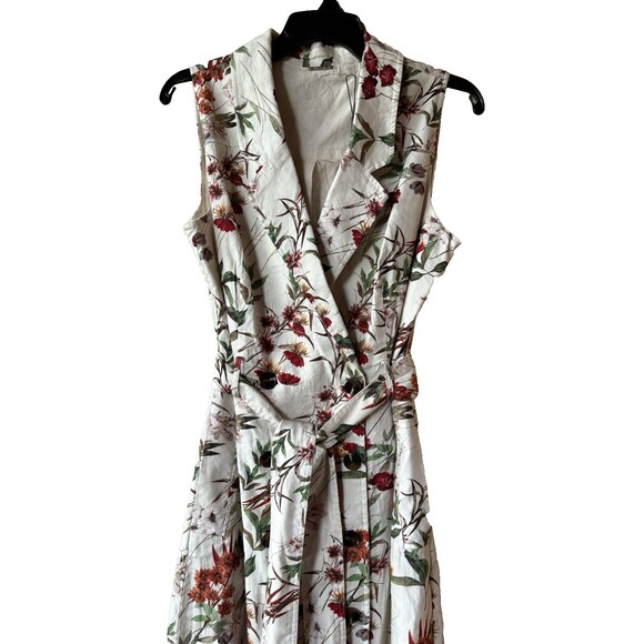 Elie Tahari womens Print Belted Midi Wrap Dress size 10 Floral Linen Blend $395 - Picture 1 of 8